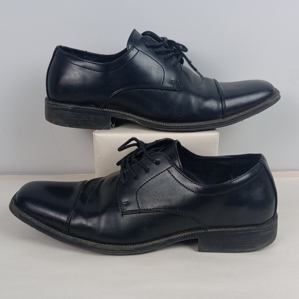 Alfani Mens 11 Black Faux Leather Cap Toe Wing Tip Oxford Adam Dress Shoes